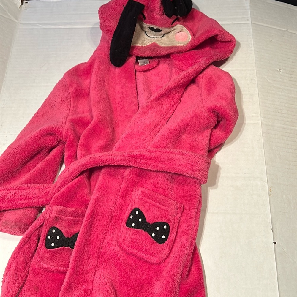 Pl sleep size 3 pink two pocket with hood and tie dog and bows.